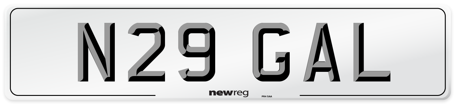 N29 GAL Number Plate from New Reg